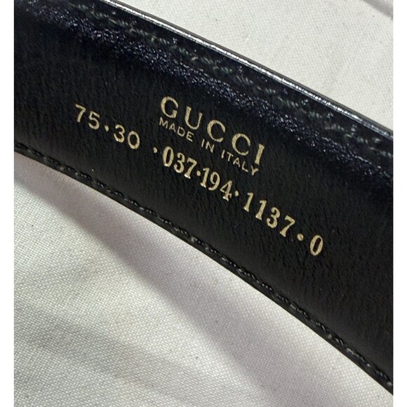 Vintage Gucci Black Leather Dress Belt G Buckle Brass Hardware Size 30  Category